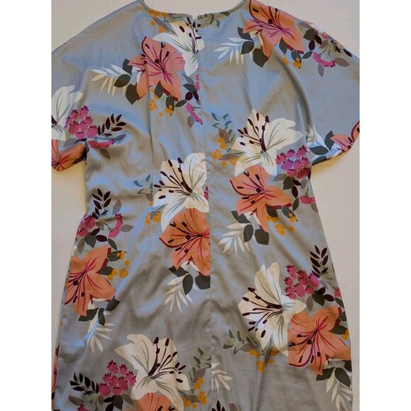 Boston Proper Sz 18 Floral Satin Sequin Kimono Dress Ethereal Feminine Glam - Picture 8 of 13